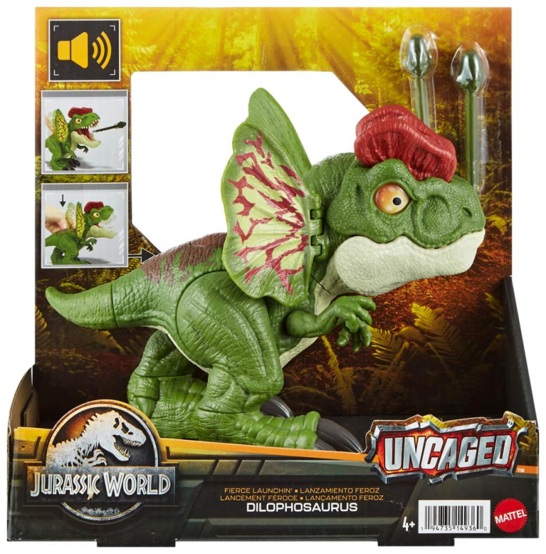 Mattel Jurassic world vystřelující Dilophosaurus se zvuky
