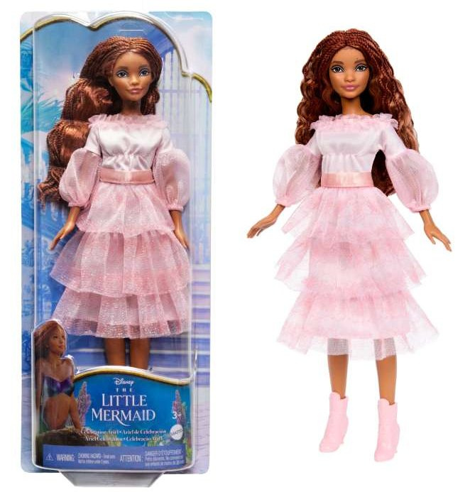 Mattel disney princess malá mořská víla ariel v růžových šatech, hpd90