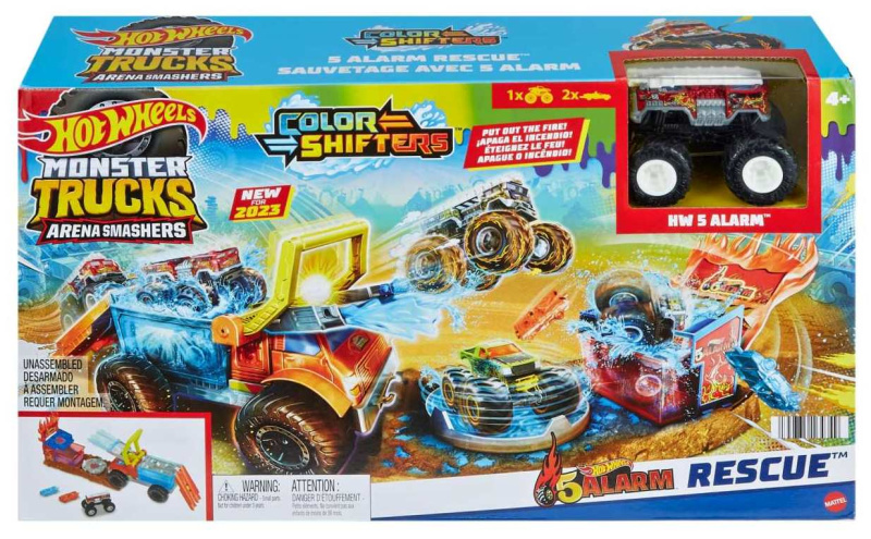 Mattel hot wheels monster trucks arena smashers color shifters 5-alarm rescue