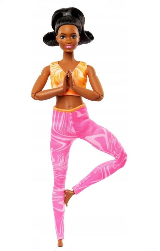 Barbie panenka v pohybu, černoška v růžových legínách, mattel hrh28
