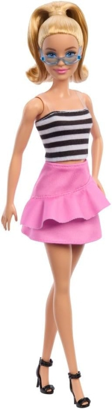 Barbie® modelka 213 růžová sukně a pruhovaný top, mattel hrh11