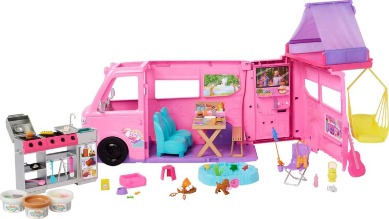 Barbie Karavan snů, stan, houpačka, gril a doplňky