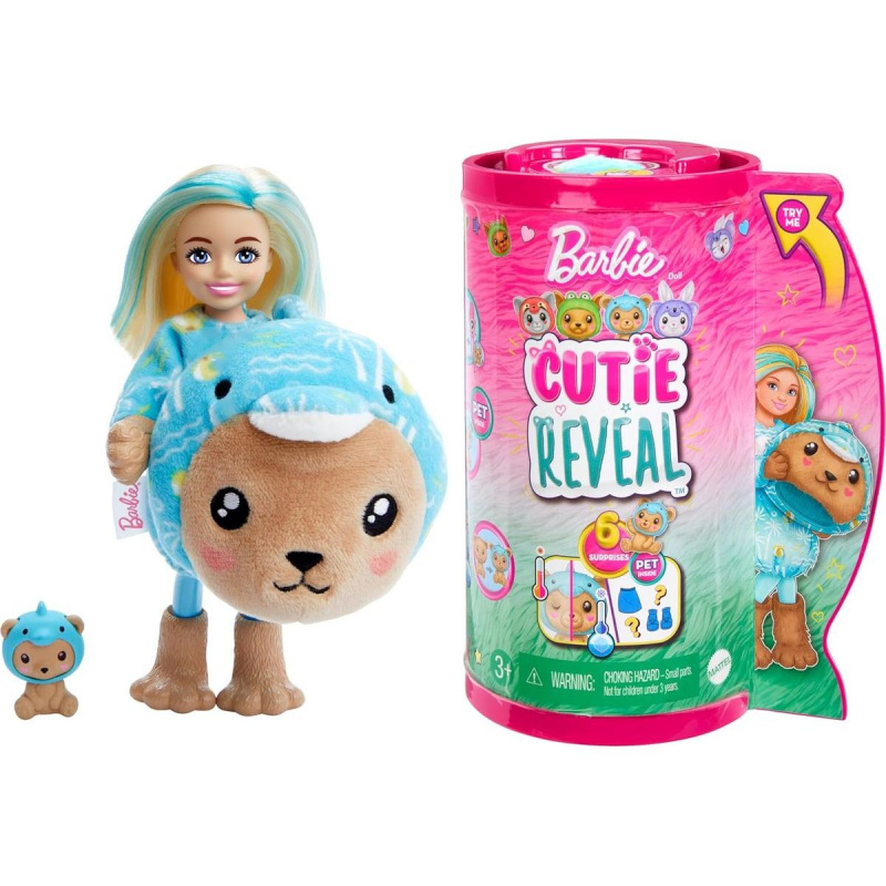 Mattel Barbie Cutie Reveal Chelsea v kostýmu - Medvídek v modrém kostýmu Delfína