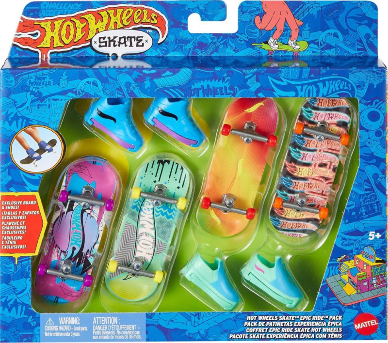 Hot Wheels Skate™ set 4 ks fingerboardů a skate bot Tony Hawk