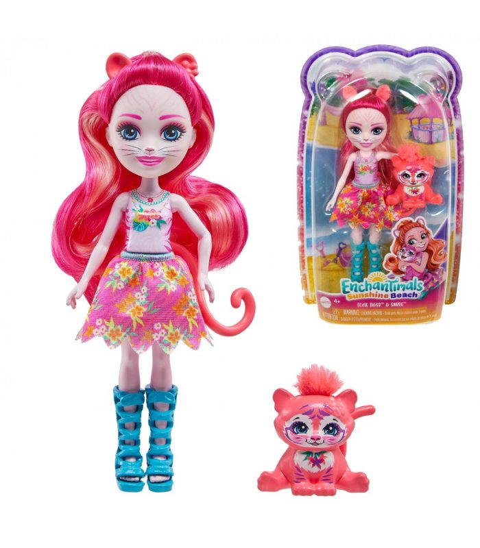 Enchantimals sunshine beach panenka texie tiger a sabre, mattel hxb97