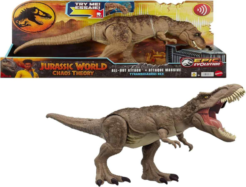 Mattel jurský svět: chaos theory totální útok! tyrannosaurus rex, hxf54