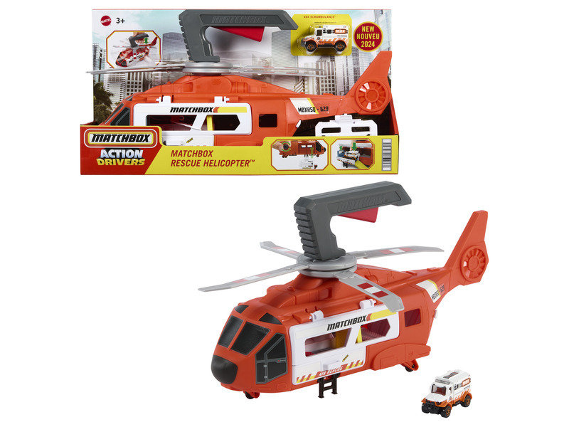 Mattel matchbox® action drivers záchranářský vrtulník s ambulancí, hxm74