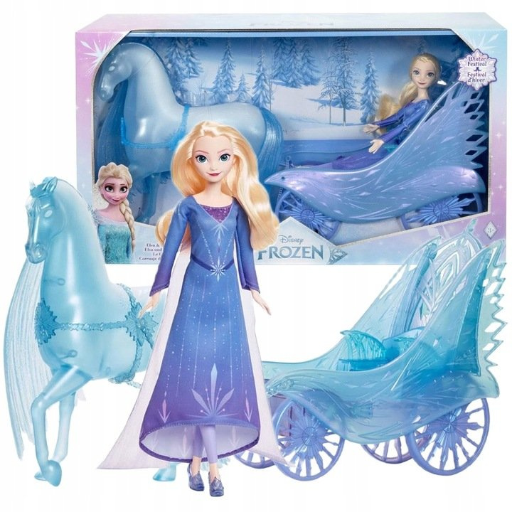 Mattel ledové království: sada elsa a nokk zimní kočár, jbg56