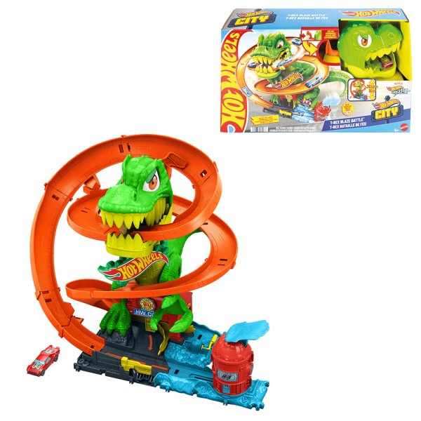 Hot Wheels City T-Rex útočí na hasičskou stanici
