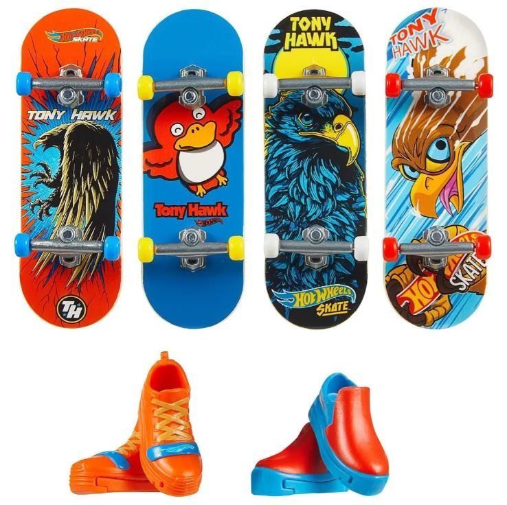 Hot Wheels JBX57 Skate™ set 4 ks fingerboardů a skate bot Tony Hawk
