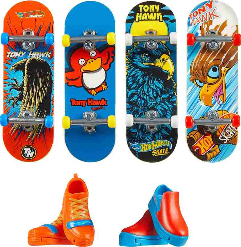 Hot Wheels JBX57 Skate™ set 4 ks fingerboardů a skate bot Tony Hawk