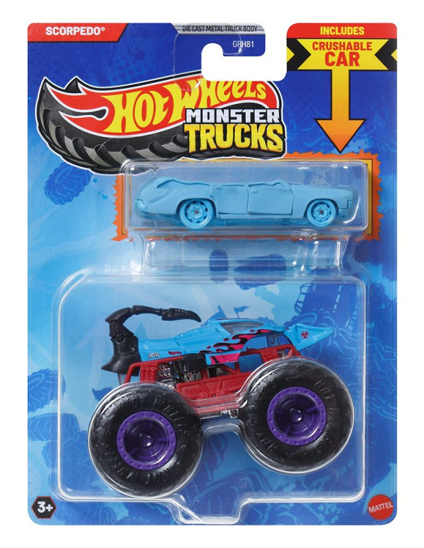 Mattel Hot Wheels Monster Trucks 1:64 s angličákem Scorpedo
