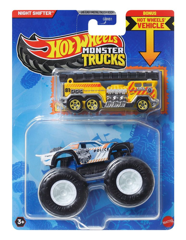 Mattel Hot Wheels Monster Trucks 1:64 s angličákem Night Shifter