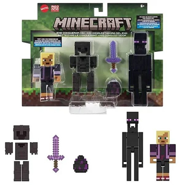 Mattel minecraft® 8 cm figurka dvojbalení dobyvatel endu kai, jcn53