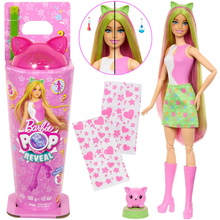 Tomido Mattel Barbie Pop Reveal lalka z serii: Shake + kot i akcesoria ZA6061