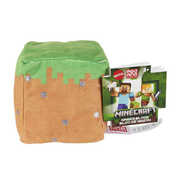 Mattel minecraft plyšové bloky 8 cm trávní blok