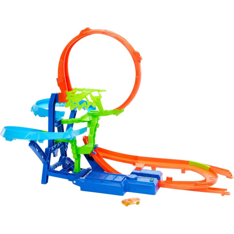 Hot Wheels Stunt Tracks Srážka ve vzduchu dráha a angličák, booster