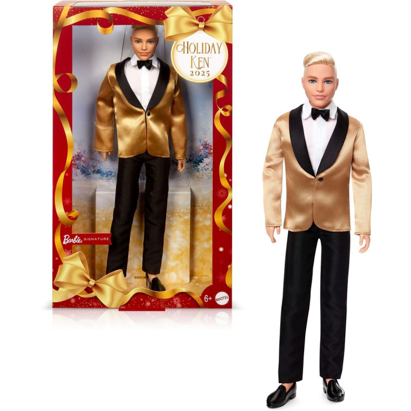 BRB VÁNOČNÍ PANENKA KEN BLOND 2025 (SIOC) Vícebarevná