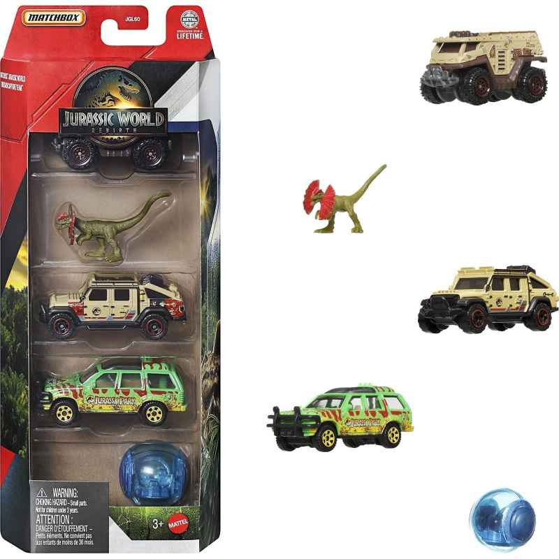 Mattel Matchbox Jurský svět 4 ks angličák a dinosaurus