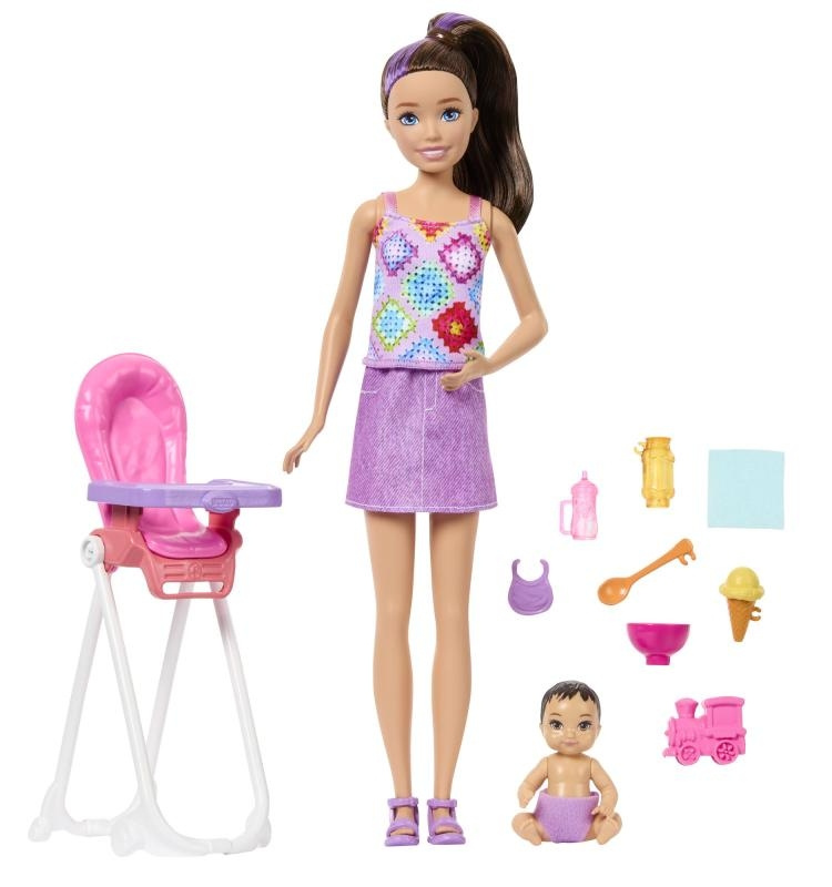 Mattel barbie® skipper™ babysitters chůva s jídelní židličkou, jjb44