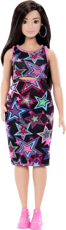Mattel barbie® modelka 251 v šatech s barevnými hvězdami jjn64