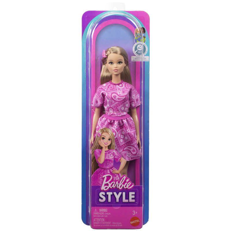 Mattel barbie® modelka 249 s růžovým paisley vzorem jjn62