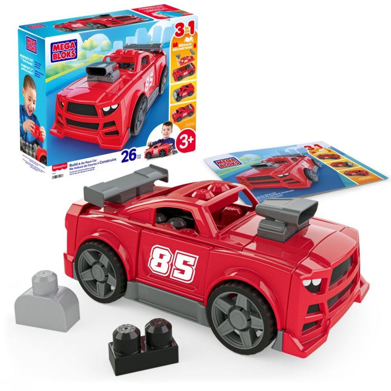 Mega Bloks Stavebnice závodní auto 3 v 1 JKG35