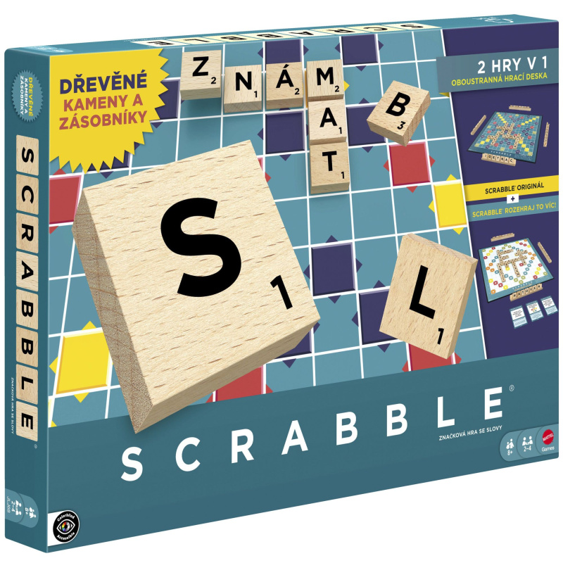 Scrabble dřevěná edice CZ Mattel