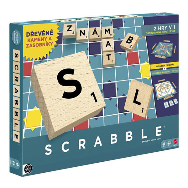 Scrabble dřevěná edice CZ Mattel
