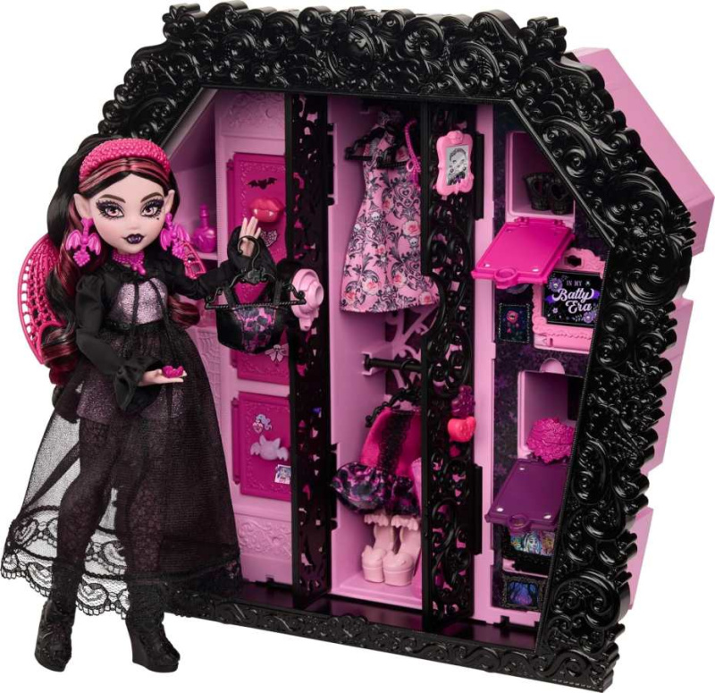 Mattel monster high skulltimate secrets šatník s překvapením a draculaurou, jmg63