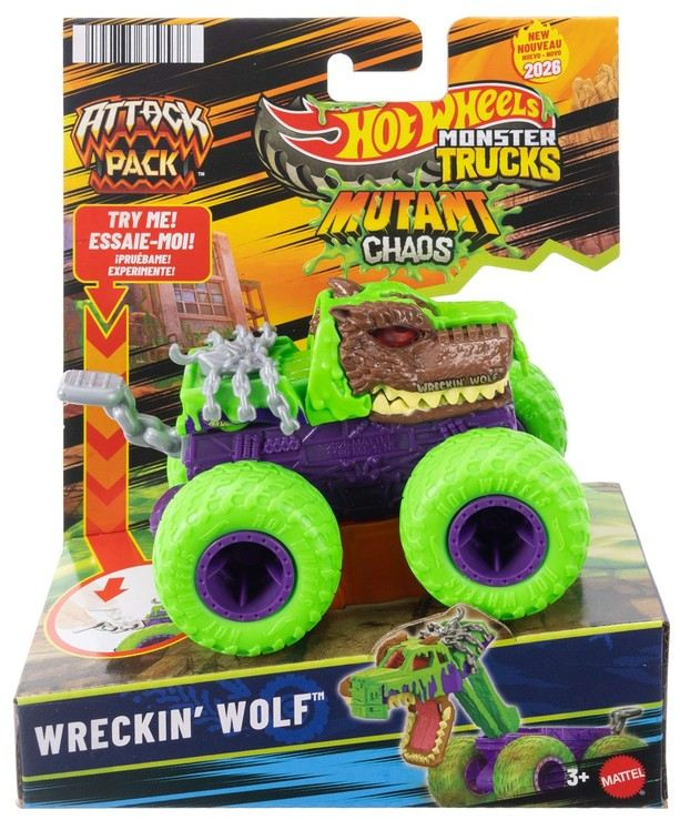 Mattel Hot Wheels Monster Trucks Attack Pack Wreckin Wolf
