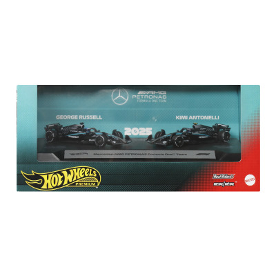 Hot Wheels 2 ks angličák premium Formula 1 Mercedes AMG Russell & Antonelli