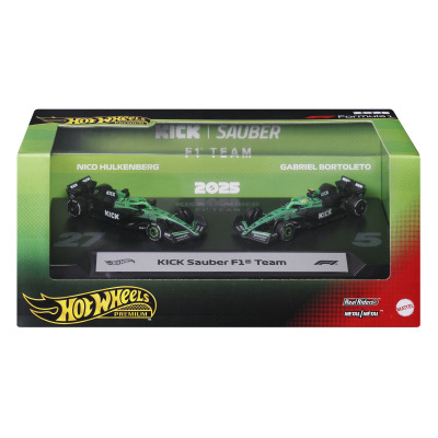 Hot Wheels 2 ks angličák premium Formula 1 Kick Sauber Hulkenberg & Bartoleto