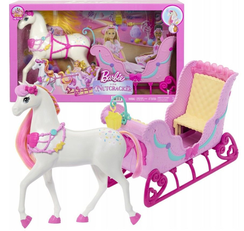 Mattel barbie® louskáček sáňky s koněm, jnh63