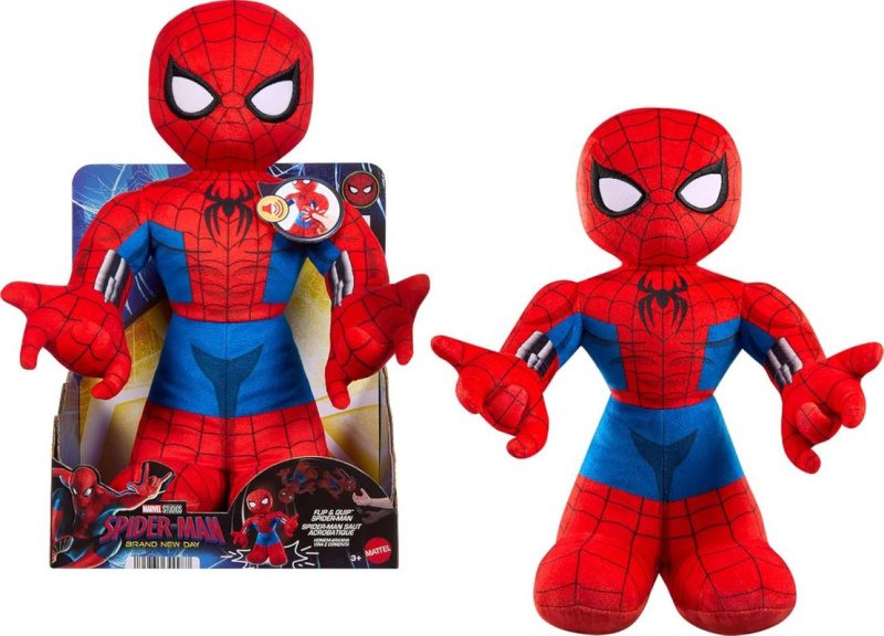Mattel flip & quip spider-man akční plyšová figurka se zvuky, jnm90
