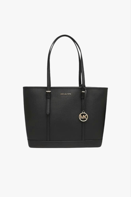 Michael Kors Jet Set Travel LG TZ Shldr Tote černá kožená dámská kabelka se zlatým kováním