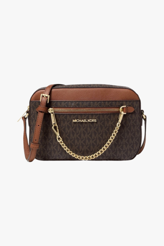 Michael Kors JET SET ITEM crossbody chain monogram hnědá dámská kabelka