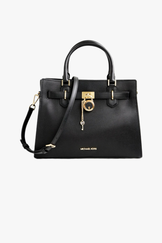 Michael Kors HAMILTON medium satchel kožená černá dámská kabelka