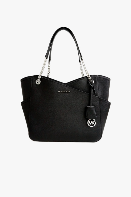 Michael Kors Jet Set Travel Large X Chain Shoulder Tote black saffiano leather