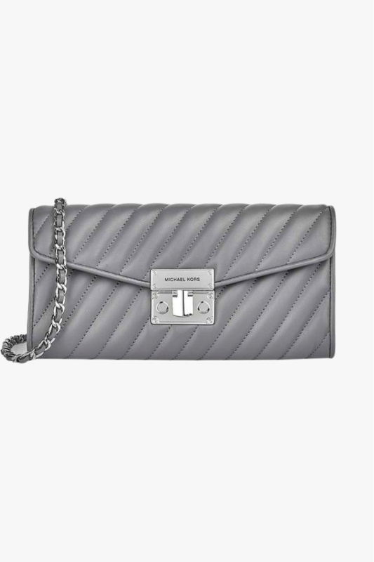 Michael Kors ROSE elongated clutch medium dámská kabelka šedivá