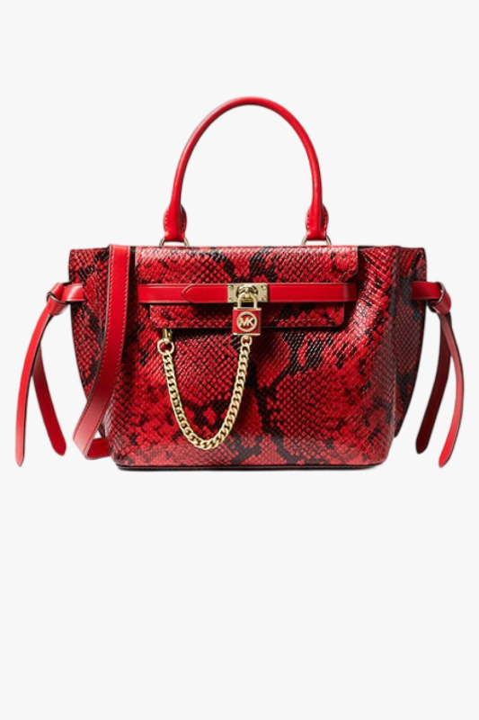 Michael Kors HAMILTON LEGACY small snake embossed leather červená dámská kabelka