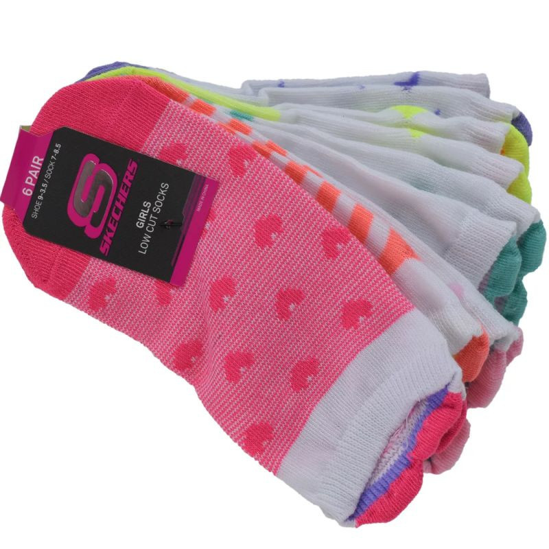 Skechers Girls 6pk3D Heart Low Cut S116502-MULT Multicolour 31-34 31-34