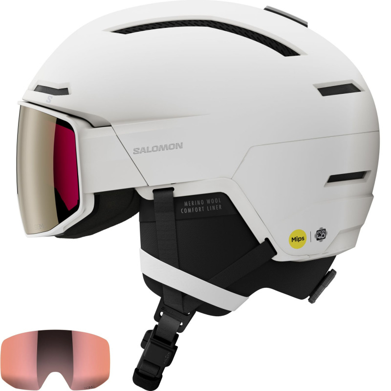 Salomon Driver Prime Sigma Plus MIPS, lyžařská helma s kšiltem, bílá