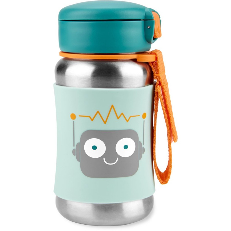 Skip Hop Spark Style Straw Bottle nerezová láhev na vodu s brčkem 350 ml