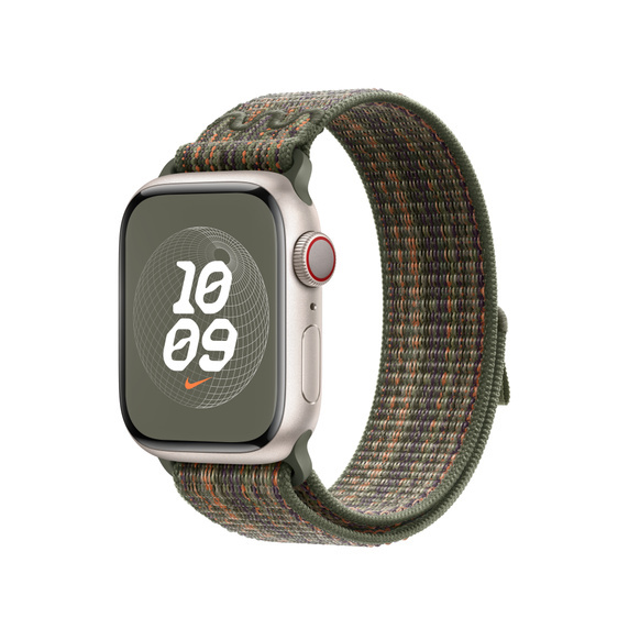Apple Watch 38/40/41 mm sekvojově zelený / oranžový provlékací sportovní řemínek Nike MTL33ZM/A