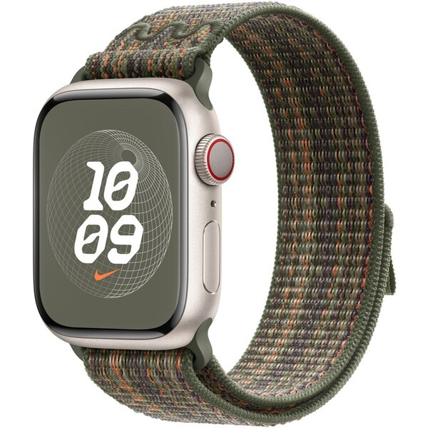 Apple Watch 38/40/41 mm sekvojově zelený / oranžový provlékací sportovní řemínek Nike MTL33ZM/A