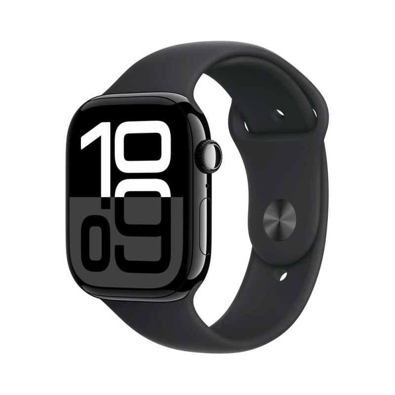 Apple Watch Series 10 42mm Klavírně černý hliník s černým sportovním řemínkem M/L