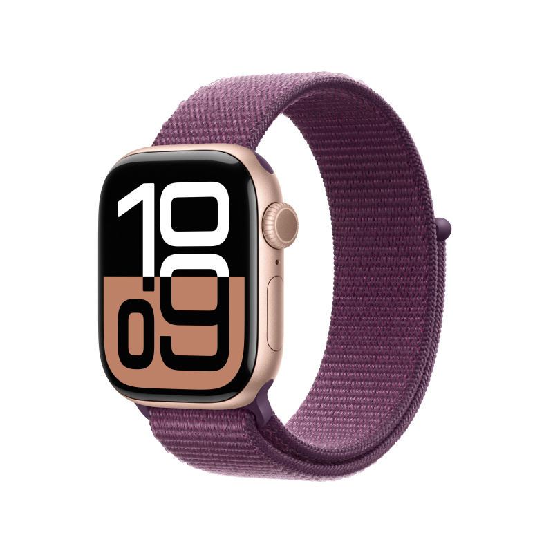 Apple Watch Series 10 42mm Růžově zlatý hliník se švestkovým provlékacím řemínkem