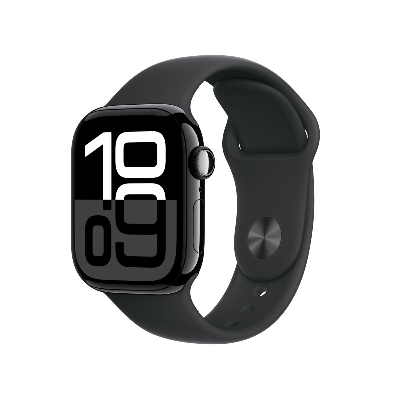 Apple Watch Series 10 Cellular 42mm Klavírně černý hliník s černým sportovním řemínkem M/L