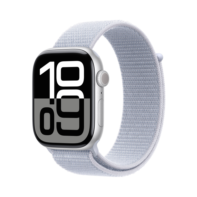 Apple Watch Series 10 Cellular 46mm Stříbrný hliník s oblačně modrým provlékacím řemínkem